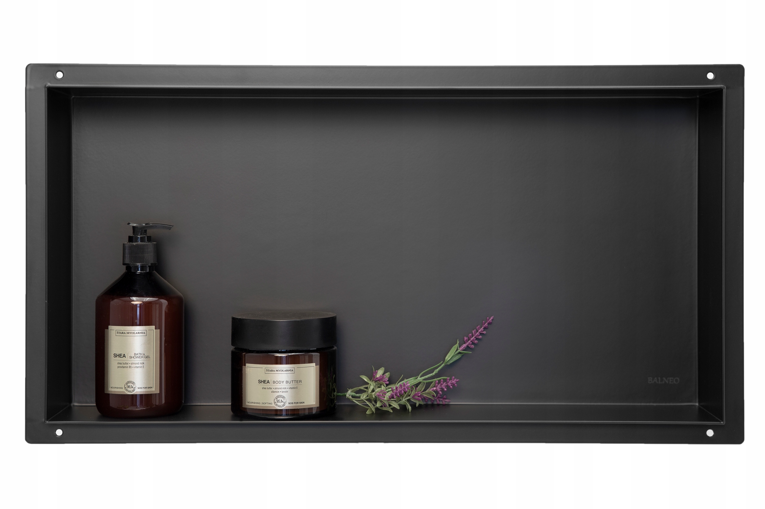 Balneo Bezrámčeková Vstavaná Polica 60x30x10 cm Čierna Wall-box No Rim