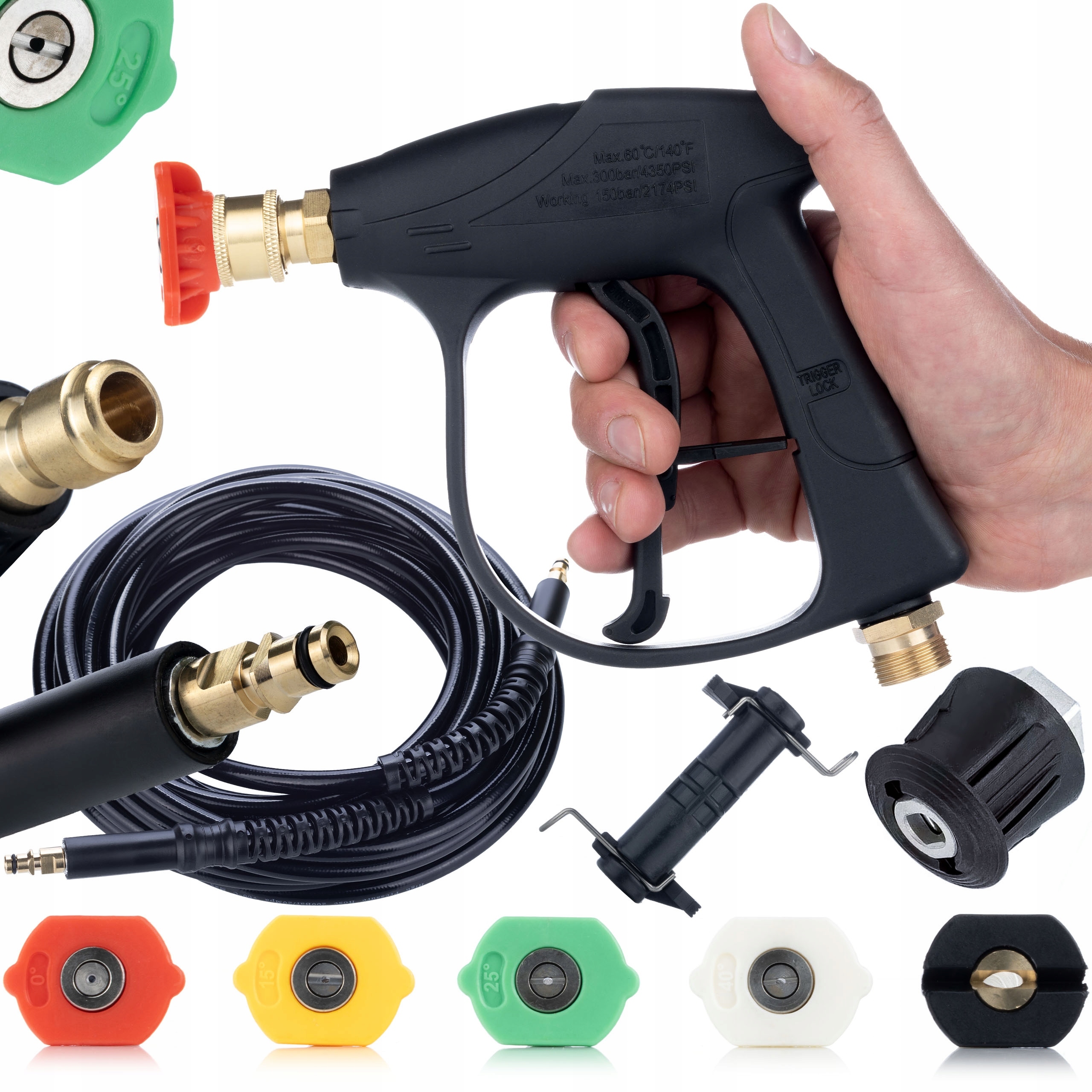 Kompletní Sada Pro Myčku Karcher Bayonet Pistole 5 Trysek Hadice 8 M Adaptéry