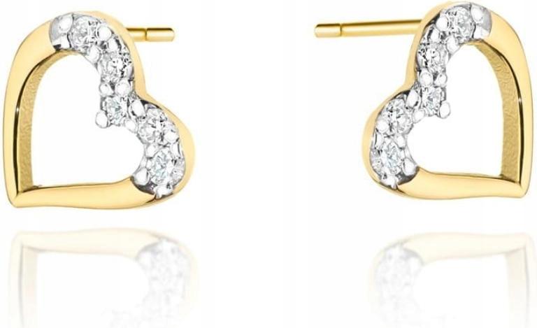 Zlaté náušnice 585, prolamovaná srdíčka na tyčinku, šroubky jako dárek pro ni