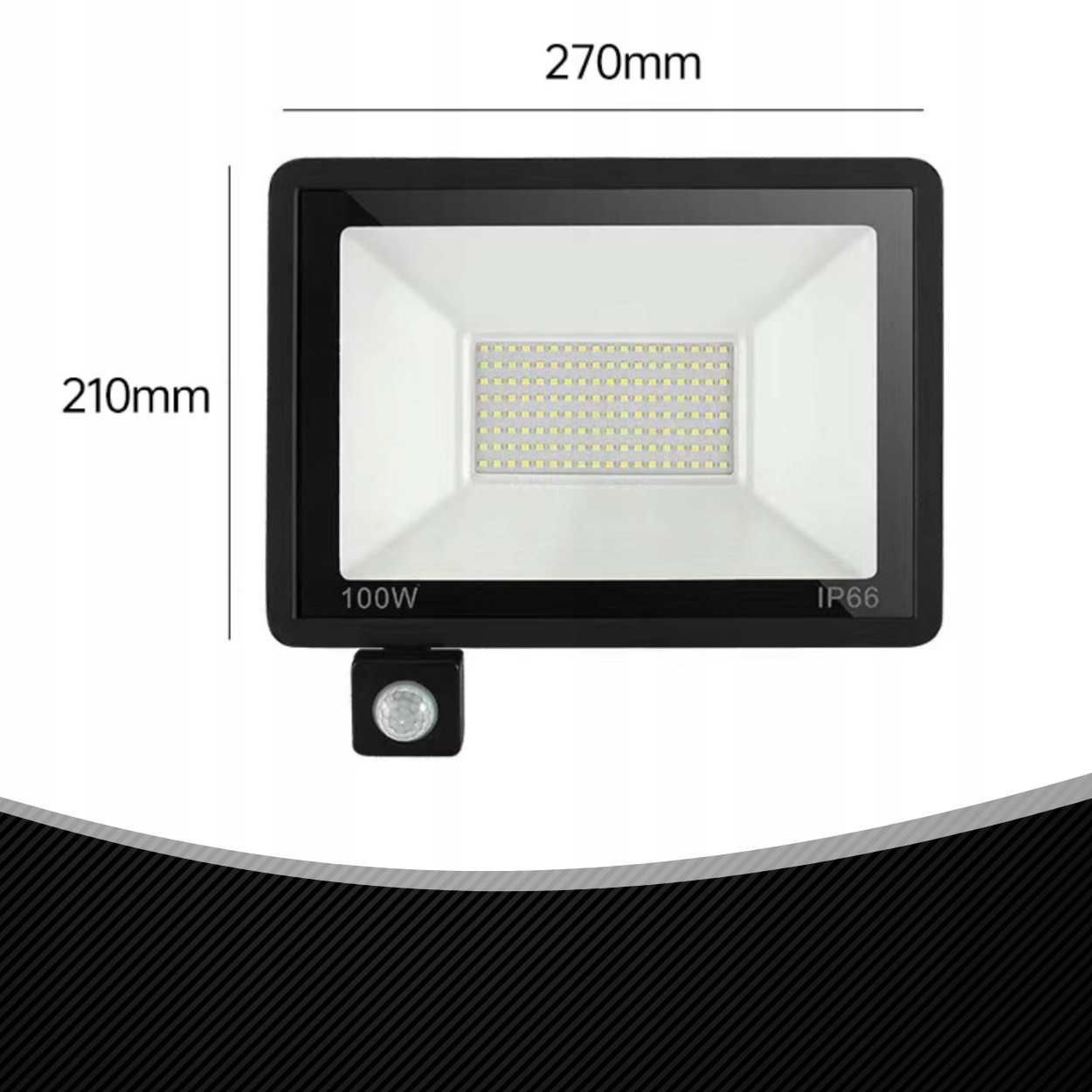REFLEKTOR 100W LED HALOGEN ZEWNĘTRZNY CZUJNIK ZMIERZCHU RUCHU NAŚWIETLACZ Stopień ochrony IP IP66