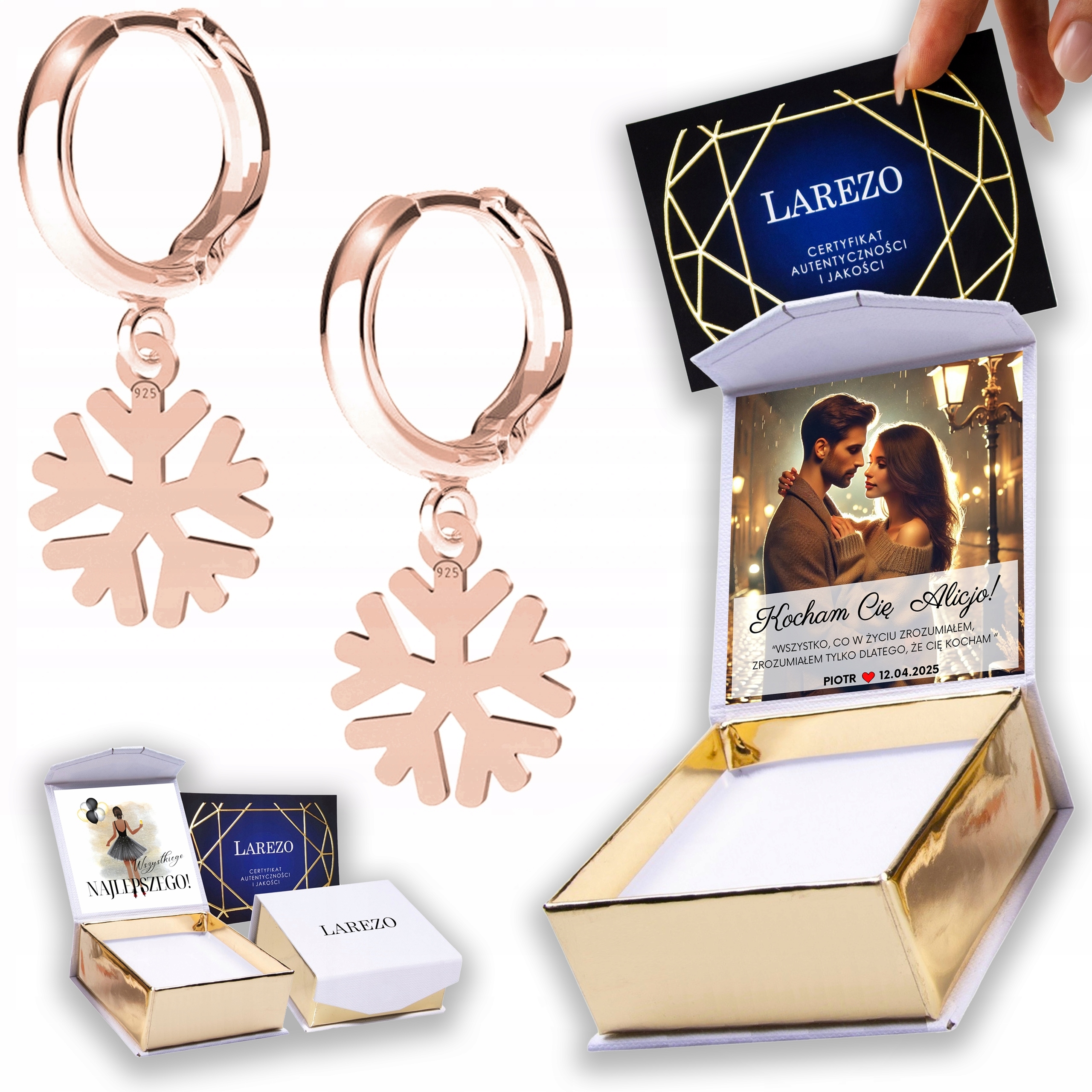 Náušnice Pozlacené 925 Sněhové Vločky Sněhové vločky Zima Sníh Potisk