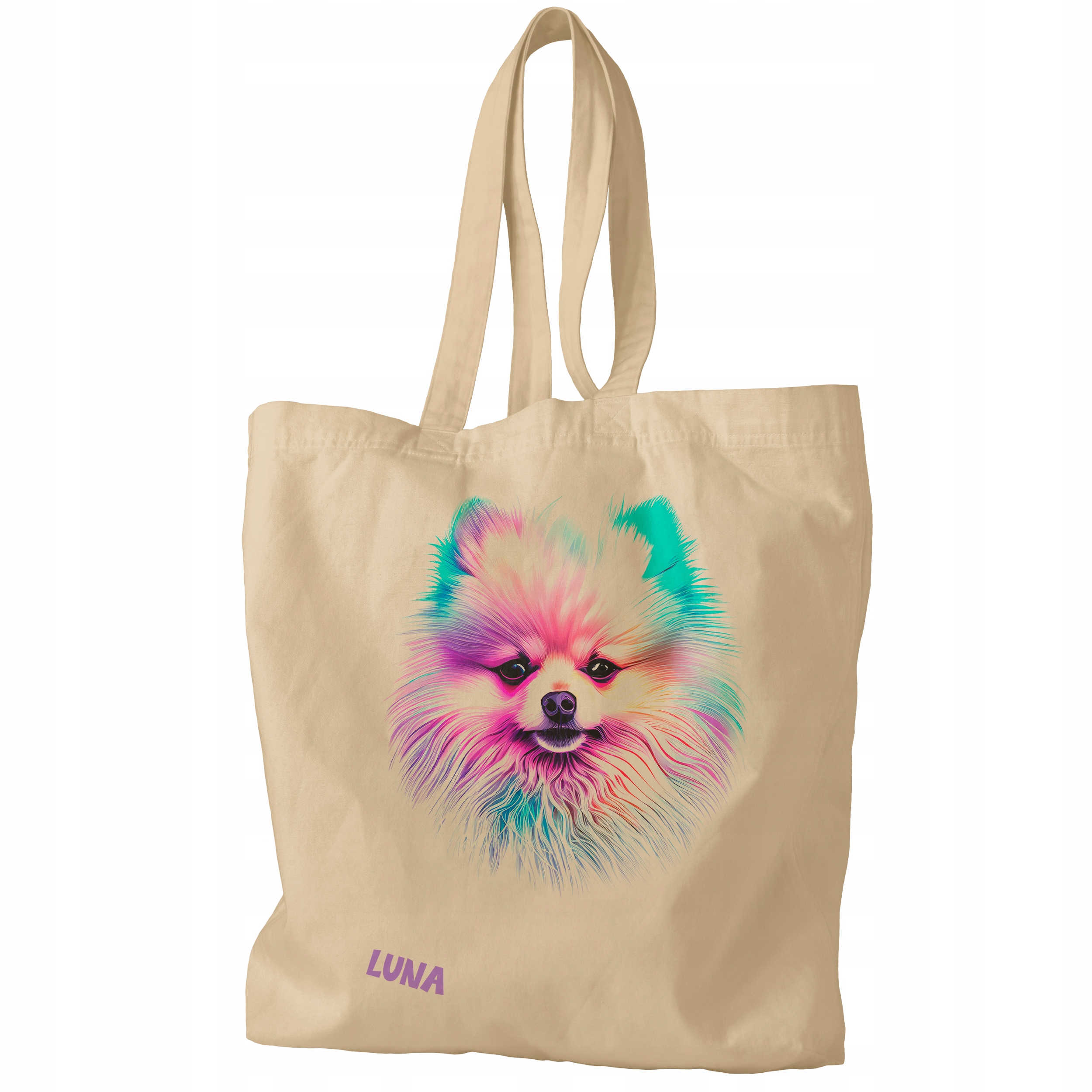 TORBA PIES POMERANIAN IMIE PREZENT EFEKT 3D Kolor inny