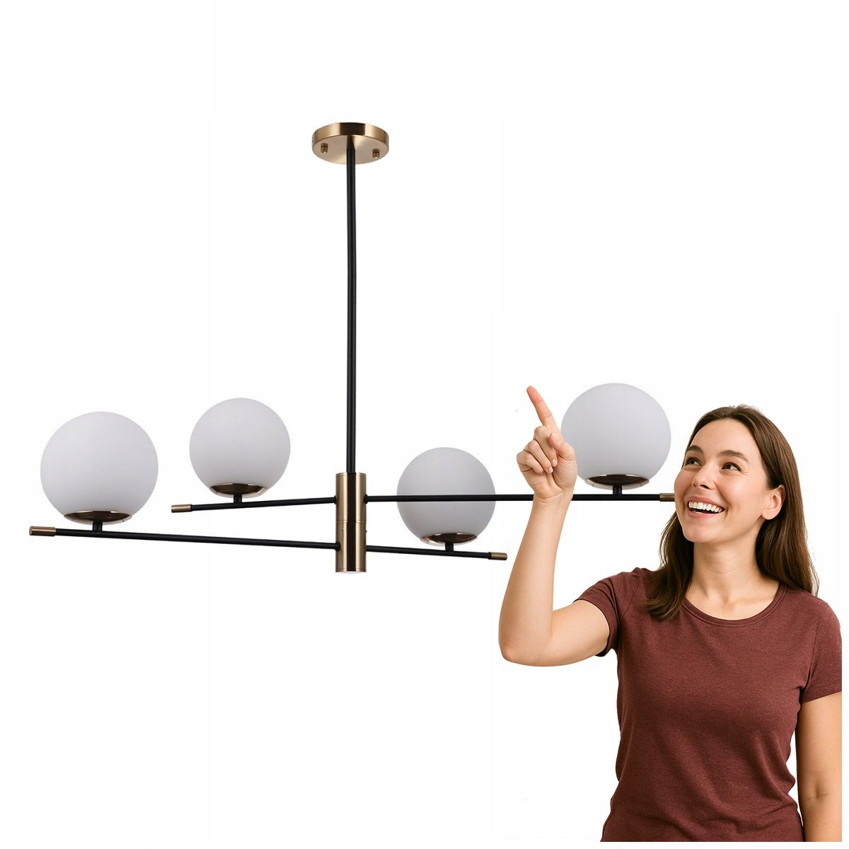 Závesná lampa Stelia 4xE14 čierna matná/hnedá, Italux