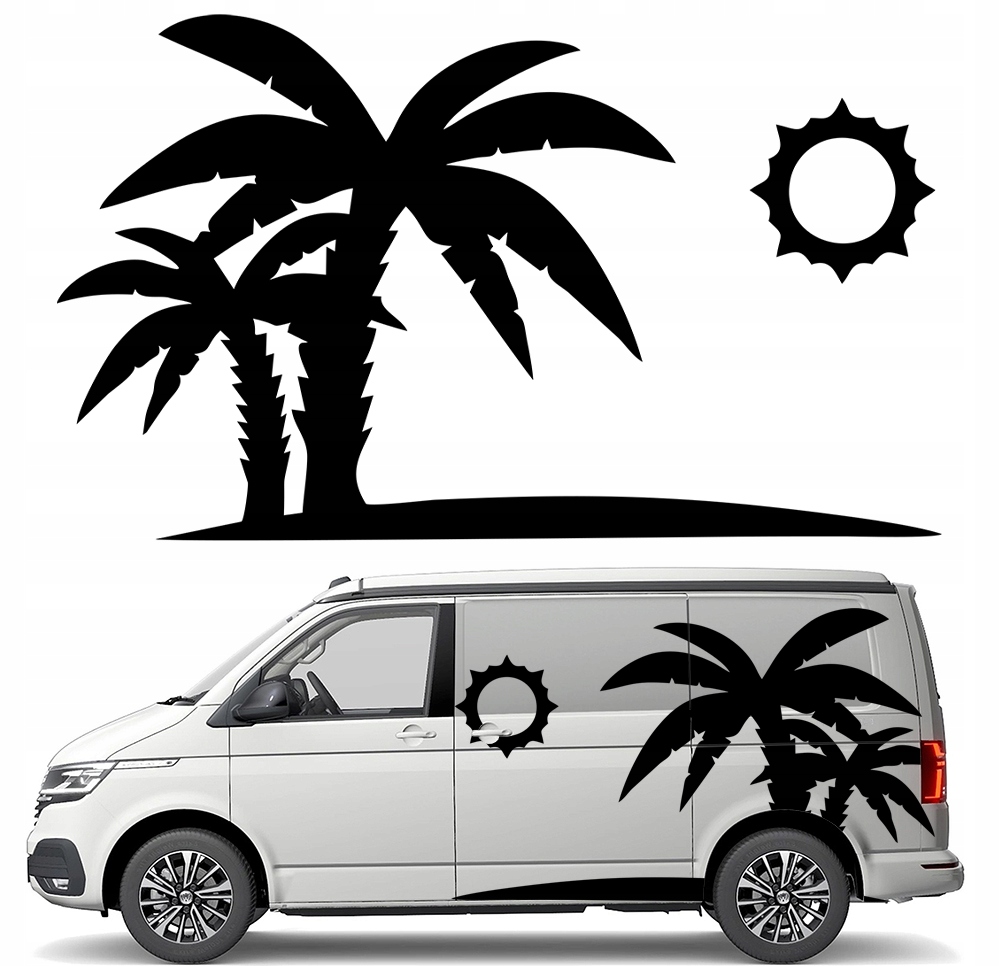 Nalepka Grafika na karavan a přívěs Palmy Ostrov Pláž Slunce 90x152