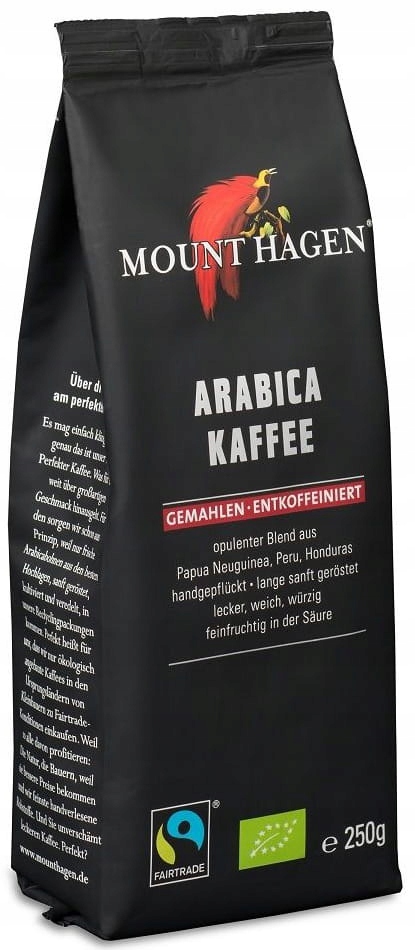 Levně Mletá Káva Bez Kofeinu Arabica 100 % Fair Trade Bio 250 g Mount Hagen