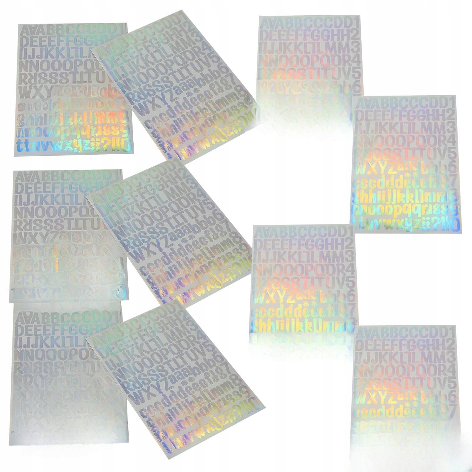 BŁYSZCZĄCE LITERY NAKLEJKI - 10 ARKUSZY DO RĘKODZIEŁA I DEKORACJI