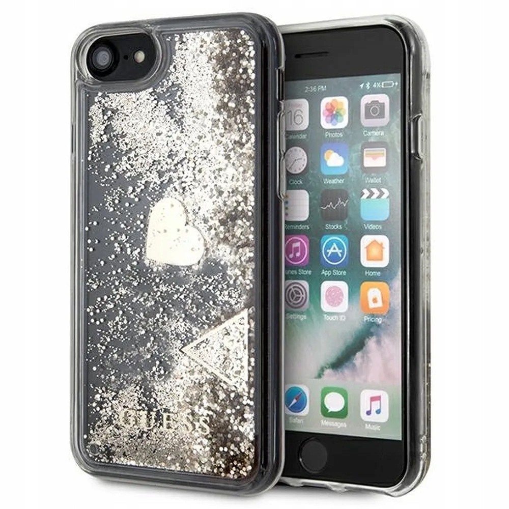 Etui Guess Glitter Charms na iPhone Se 2022 Se 2020 7 8 złote Guess