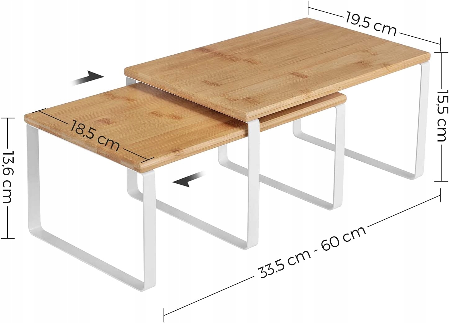 Komplet dwóch półek kuchennych białych 30 cm LOFT organizer do szafek Marka Songmics