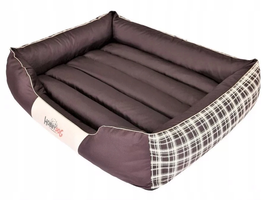 Levně Hobby Dog Pelíšek pro psa Prestige hnědý vzor kostka XXL 110 x 90 cm