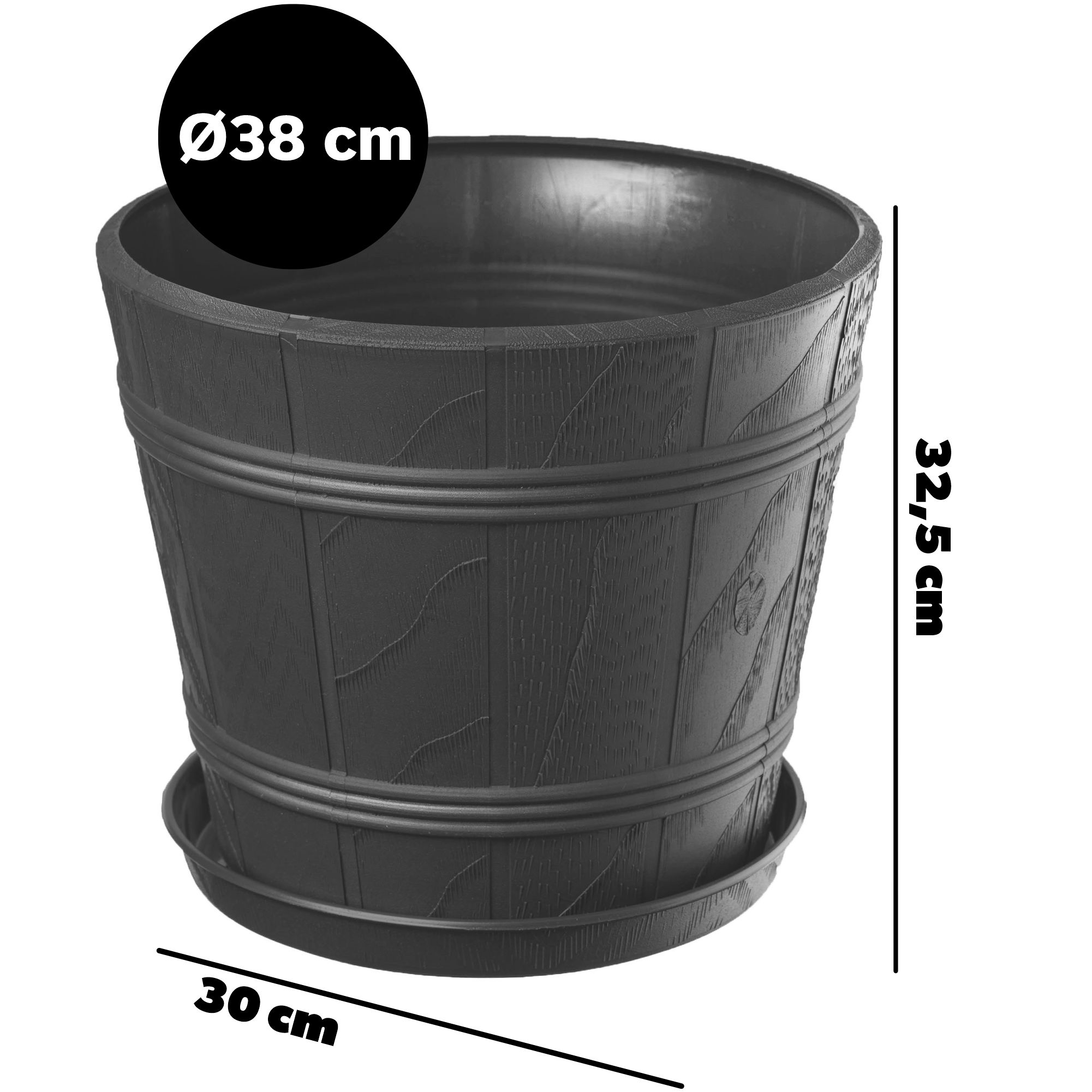 DONICZKA OSŁONKA DONICA Z PODSTAWKĄ GRAFIT 38cm Marka Kadax