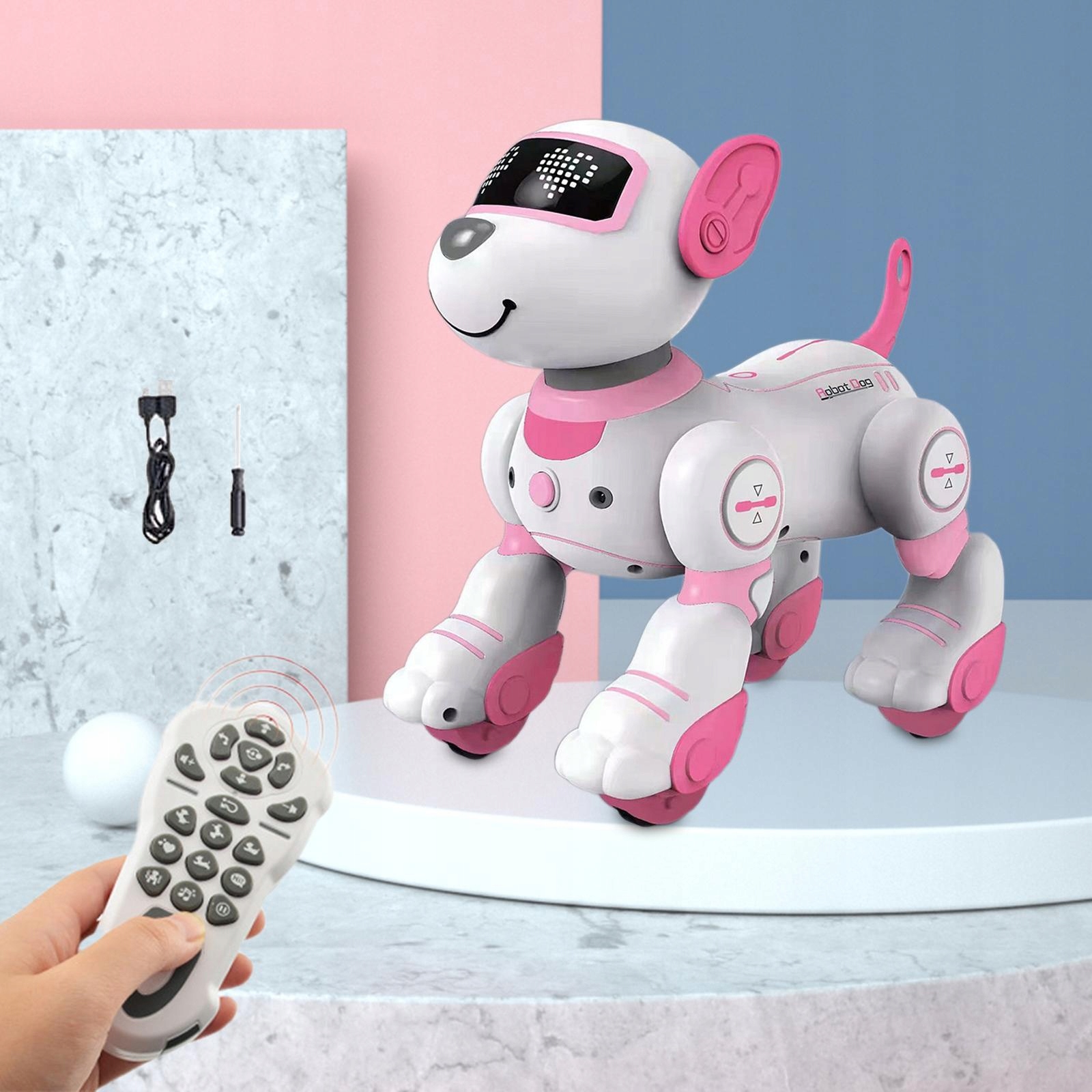 Cute Smart Robot Dog Toys Programable Interactive Play Remote Control Pink Waga produktu z opakowaniem jednostkowym 0.1 kg