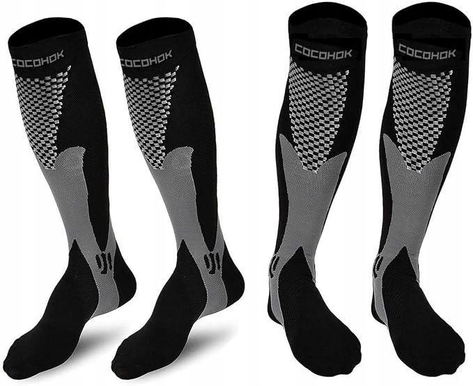 Cocohok Skarpety Kompresyjne Sportowe Czarne 40-48 2 Pary