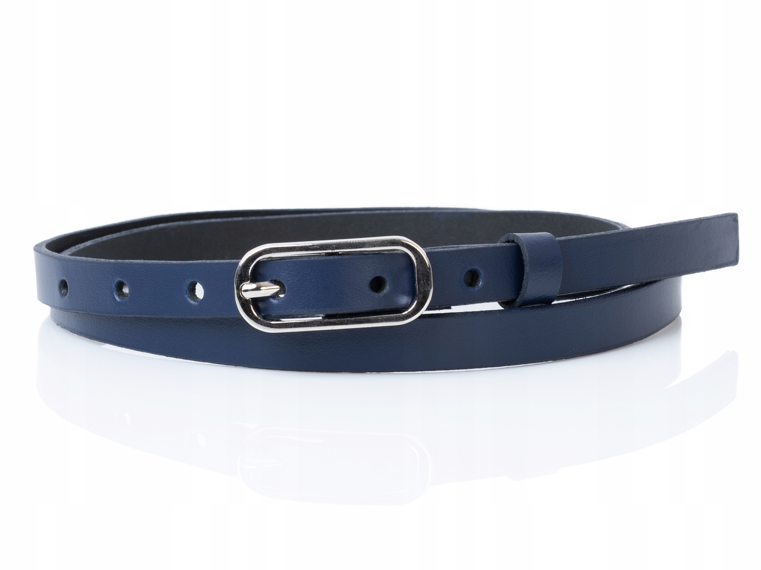 

Wąski pasek skórzany Granatowy cienki 1,5cm damski