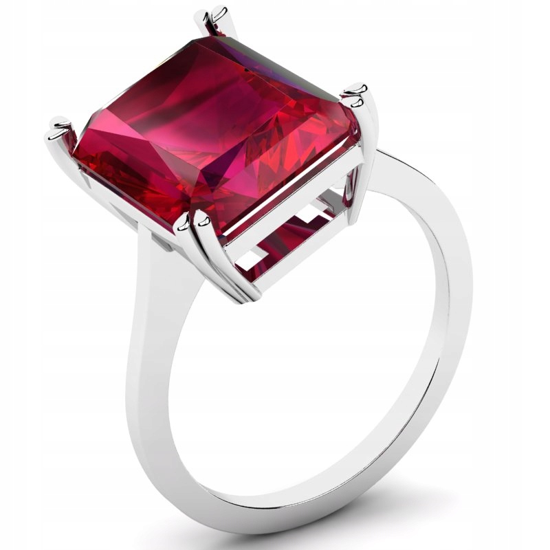 

Pierścionek Z Białego Złota Rubinowa Cyrkonia