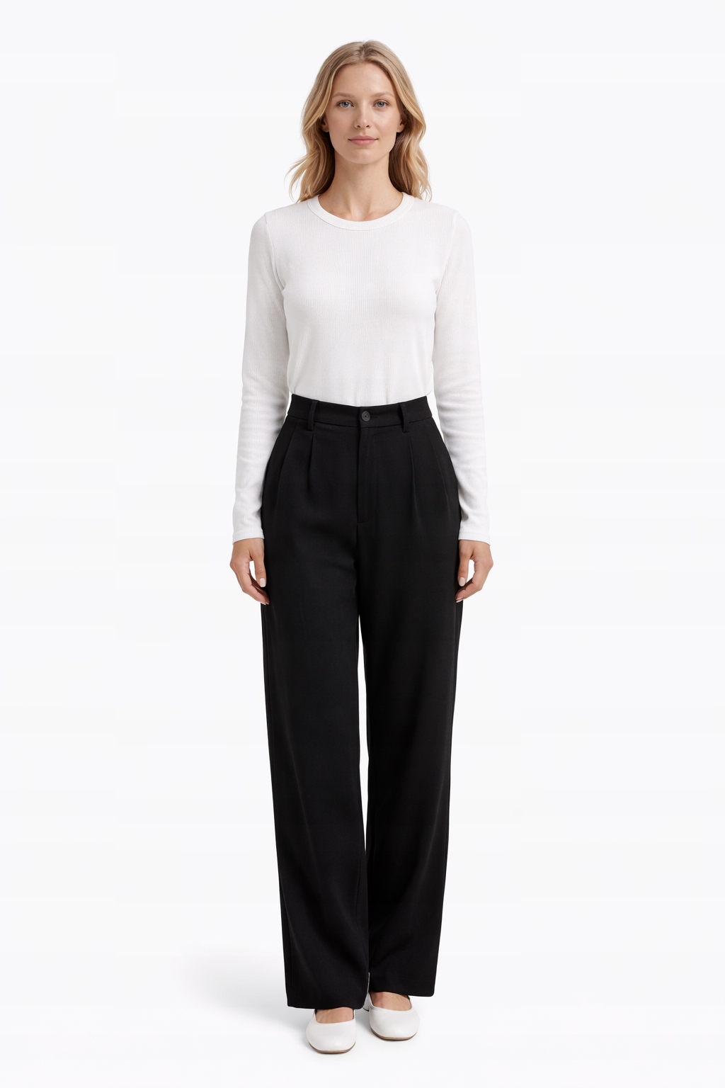 Bílá Hladká Halenka S Dlouhým Rukávem Z Bavlny Xs I3C