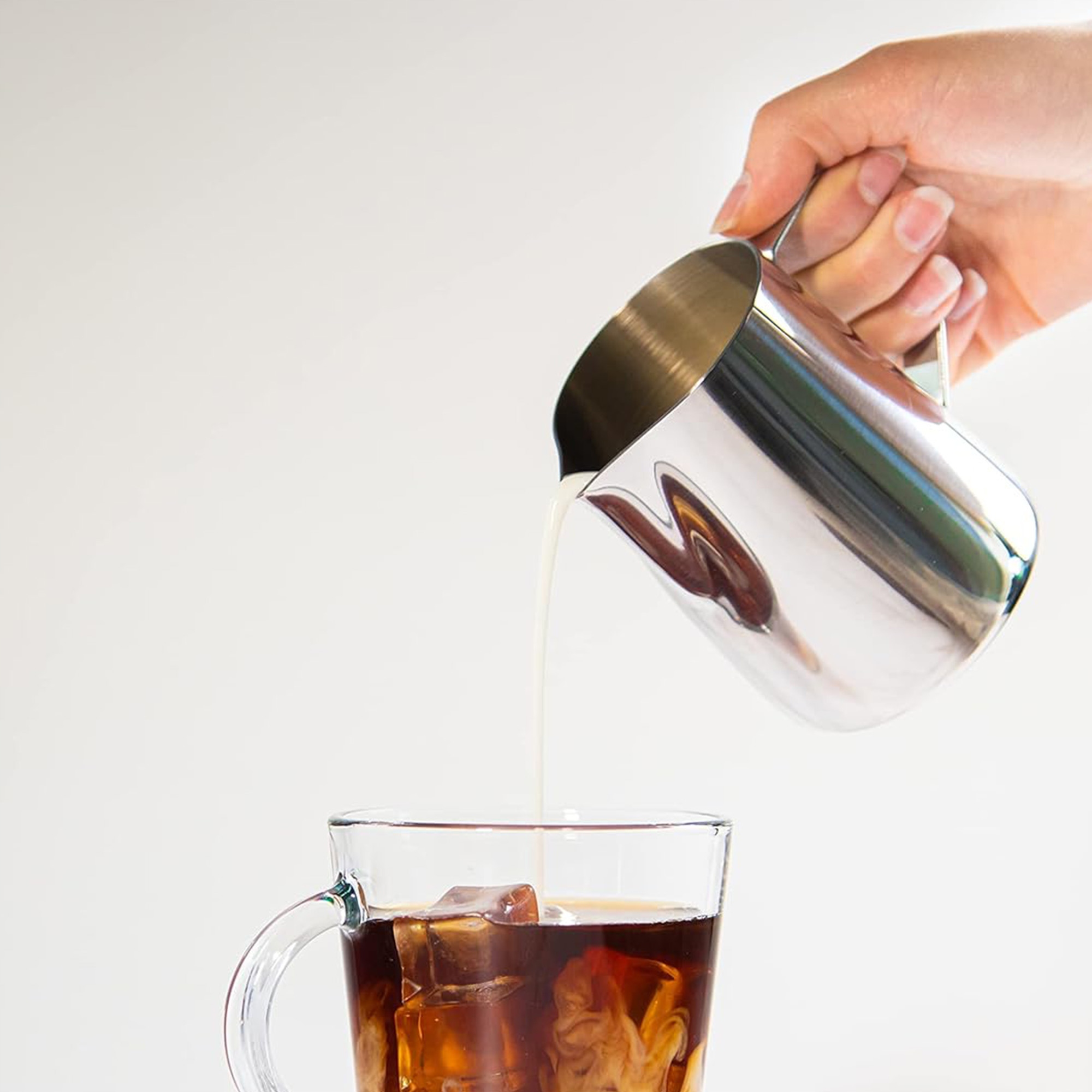 DZBANEK STALOWY 1,5L Z DZIÓBKIEM MLECZNIK NA MLEKO WODĘ NAPOJE ŚMIETANKĘ