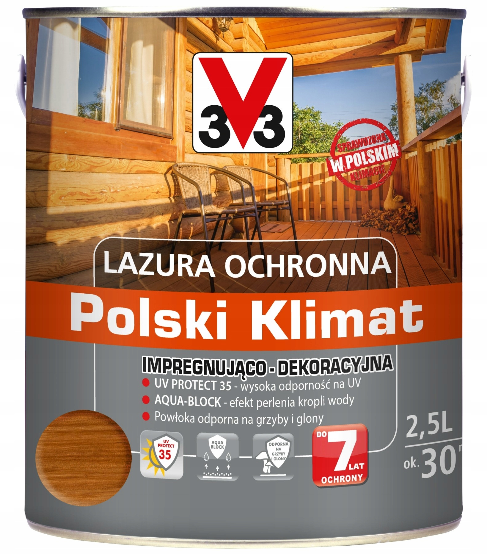 V33 lazura impregnująco ochronna Tek 2,5L satyna