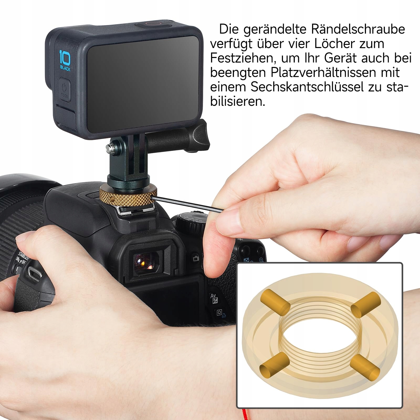 ADAPTER COLD SHOE GOPRO KAMERA HERO DJI OSMO ACTION CAMPARK ALUMINIUM — miniatura 6