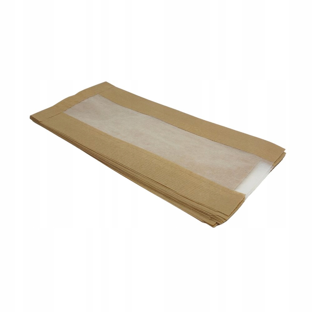 Torebka papierowa szara z okienkiem Cristal 330x150x70+70, 1000szt