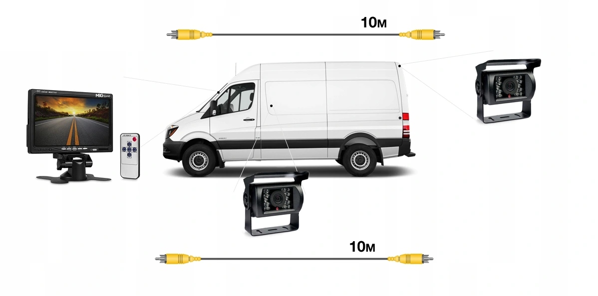 2x KAMERA COFANIA MONITOR 7 CALI DIODY IR 15M BUS Łączność przewodowa