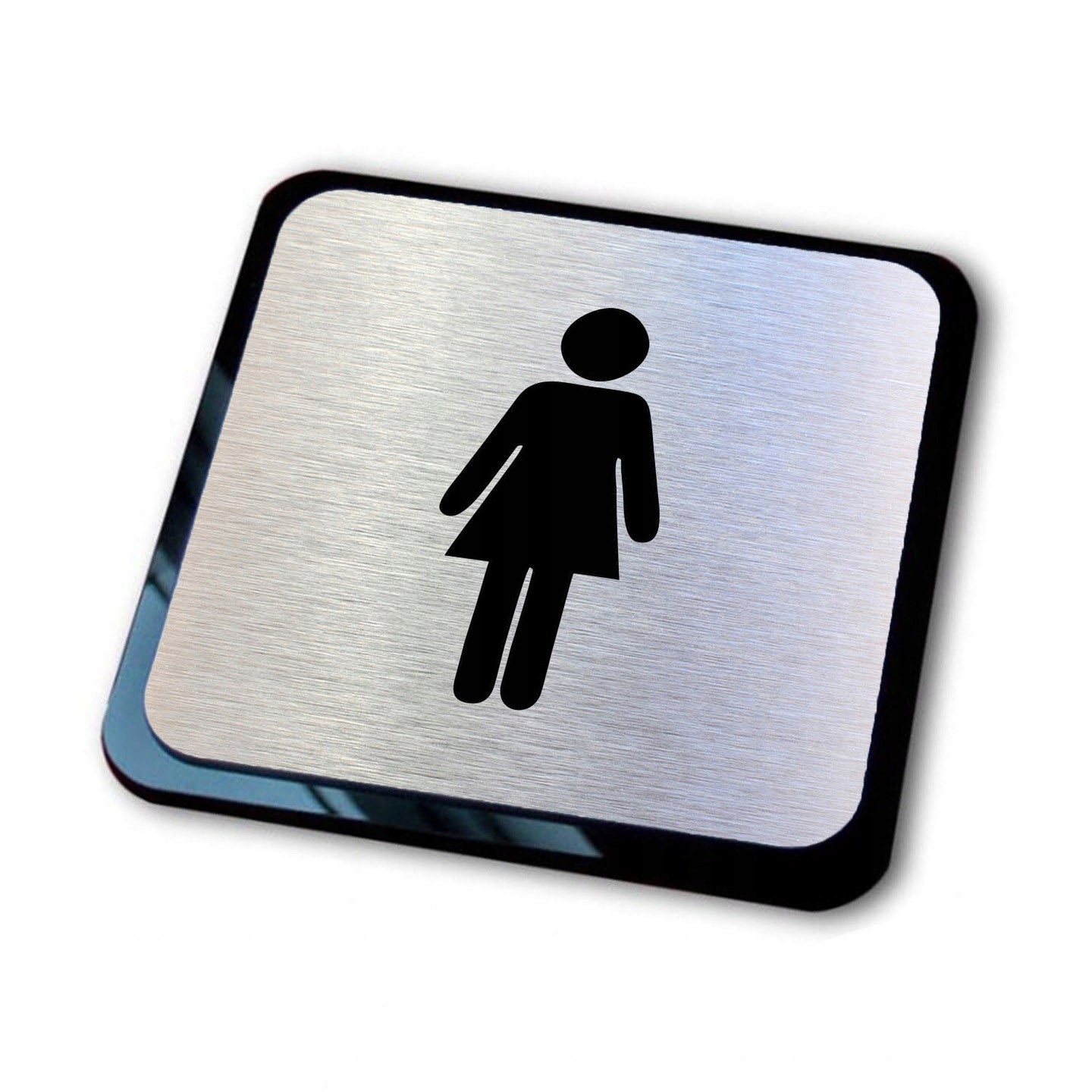 srebrna tabliczka informacyjna grawer pani WC