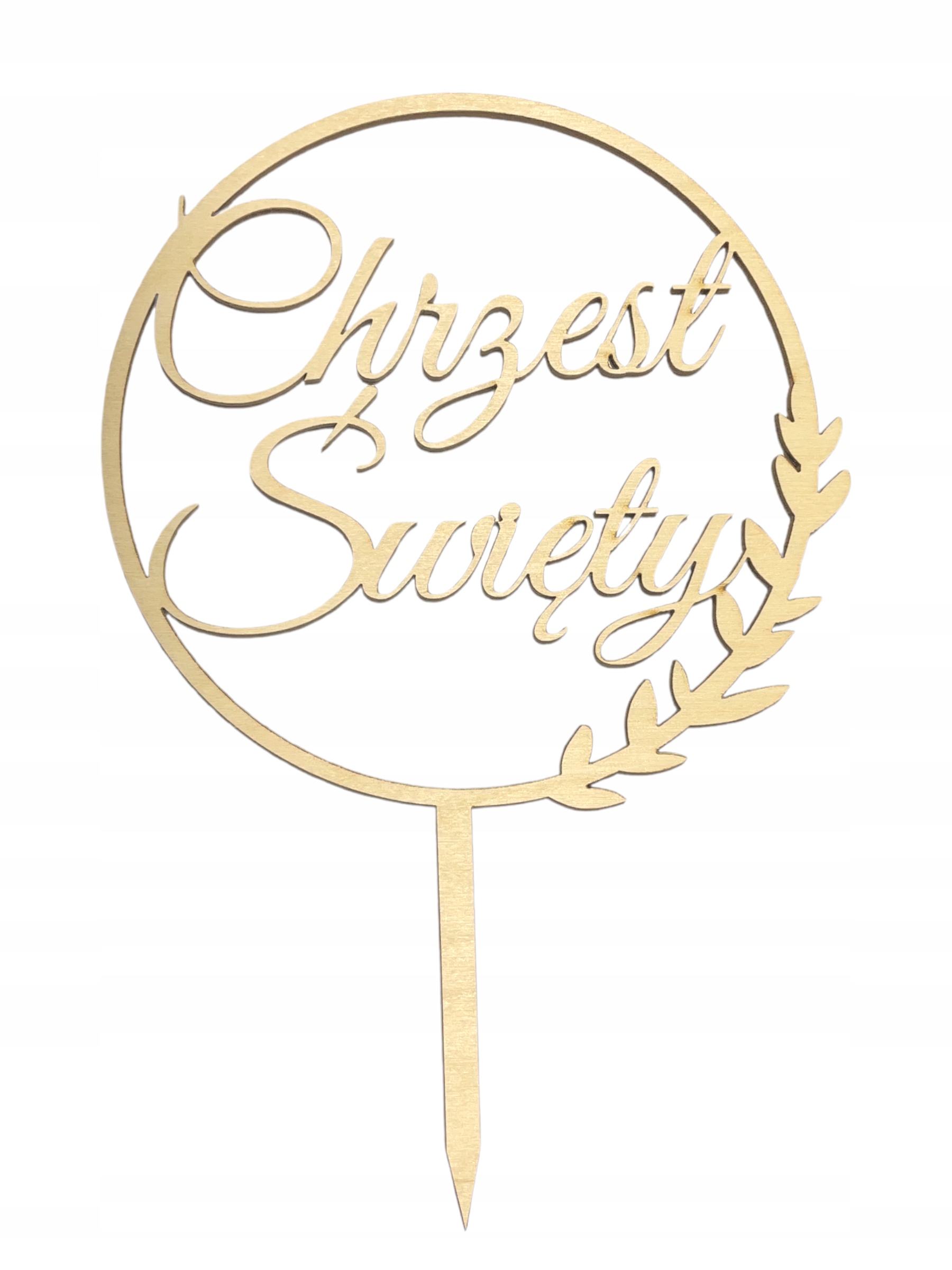 

Topper Na Tort Chrzest Swiety Wianek Drewniany