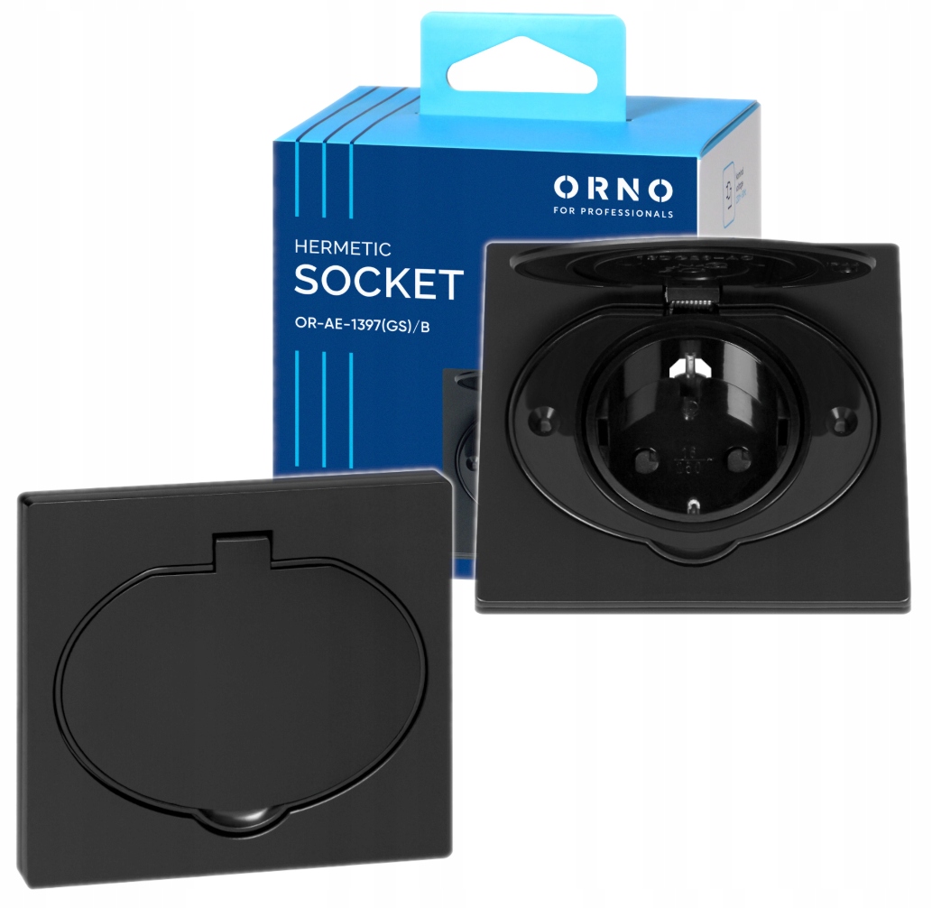 Gniazdo Elektryczne Hermetyczne Wpuszczane Zewnętrzne IP44 Schuko Czarne