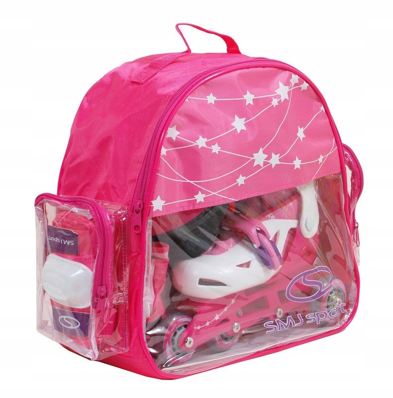 ZESTAW ROLKI / WROTKI + KASK + OCHRANIACZE ŚWIECĄCE KÓŁKA RÓŻOWY 26-29 Kod producenta BS901P