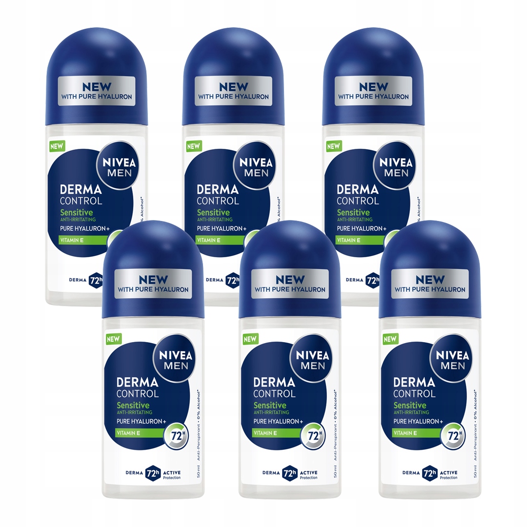 Nivea Men Derma Control Sensitive Męski antyperspirant 72h w kulce 50ml x6
