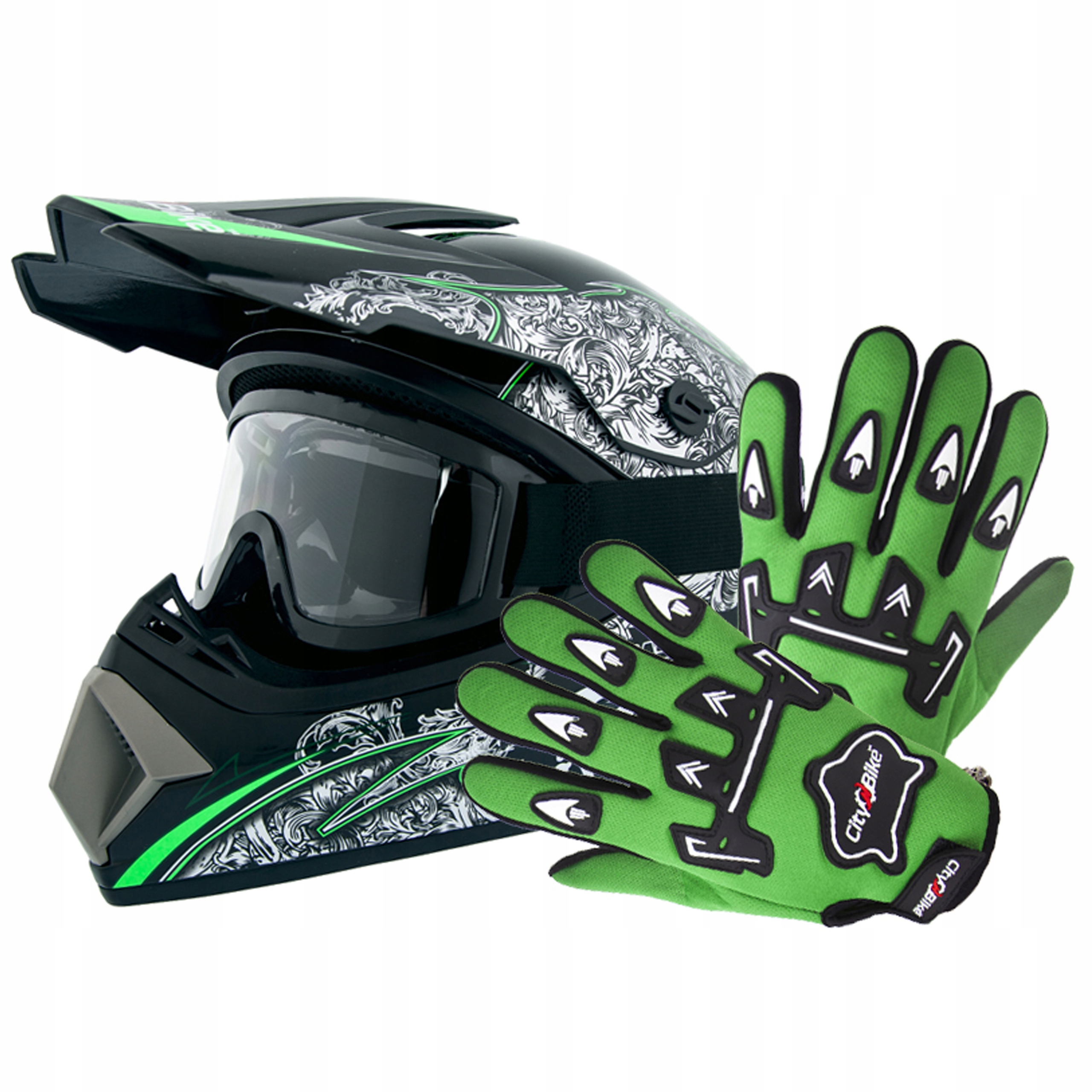 Kask crossowy Gogle Rękawice na Quad Atv Enduro Bmx Cross rozmiar M