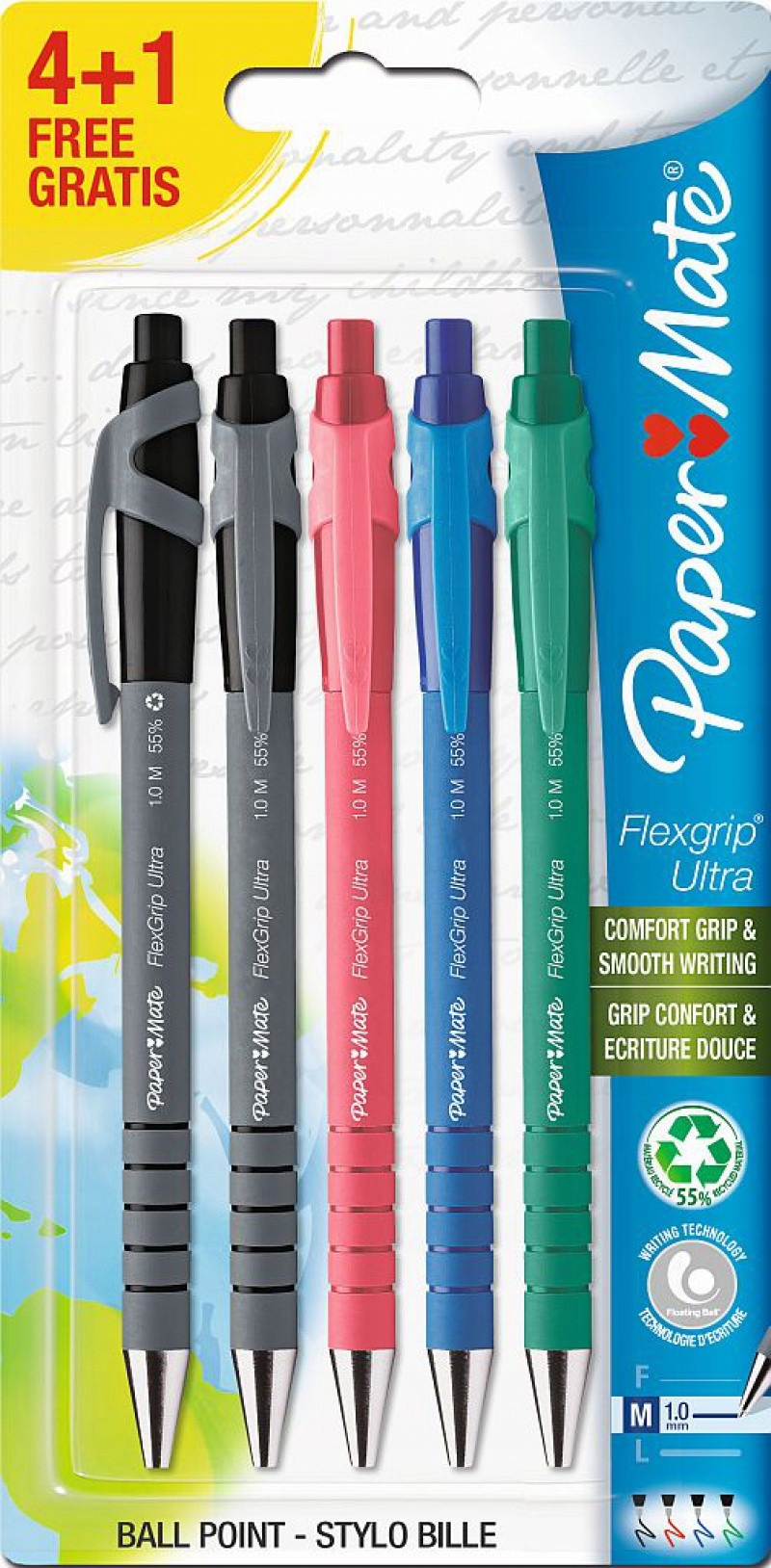 

Długopisy Kolorowe Paper Mate Flexgrip 4+1 Okazja!