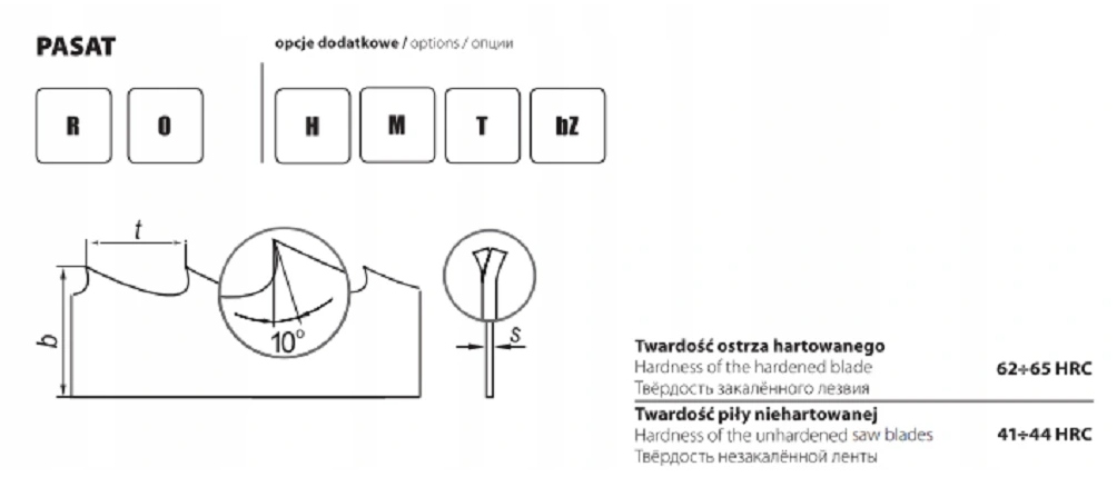 Piła taśmowa do drewna PASAT 2540X25X07 ROH FENES Kod producenta FEN 0643-754-842-540