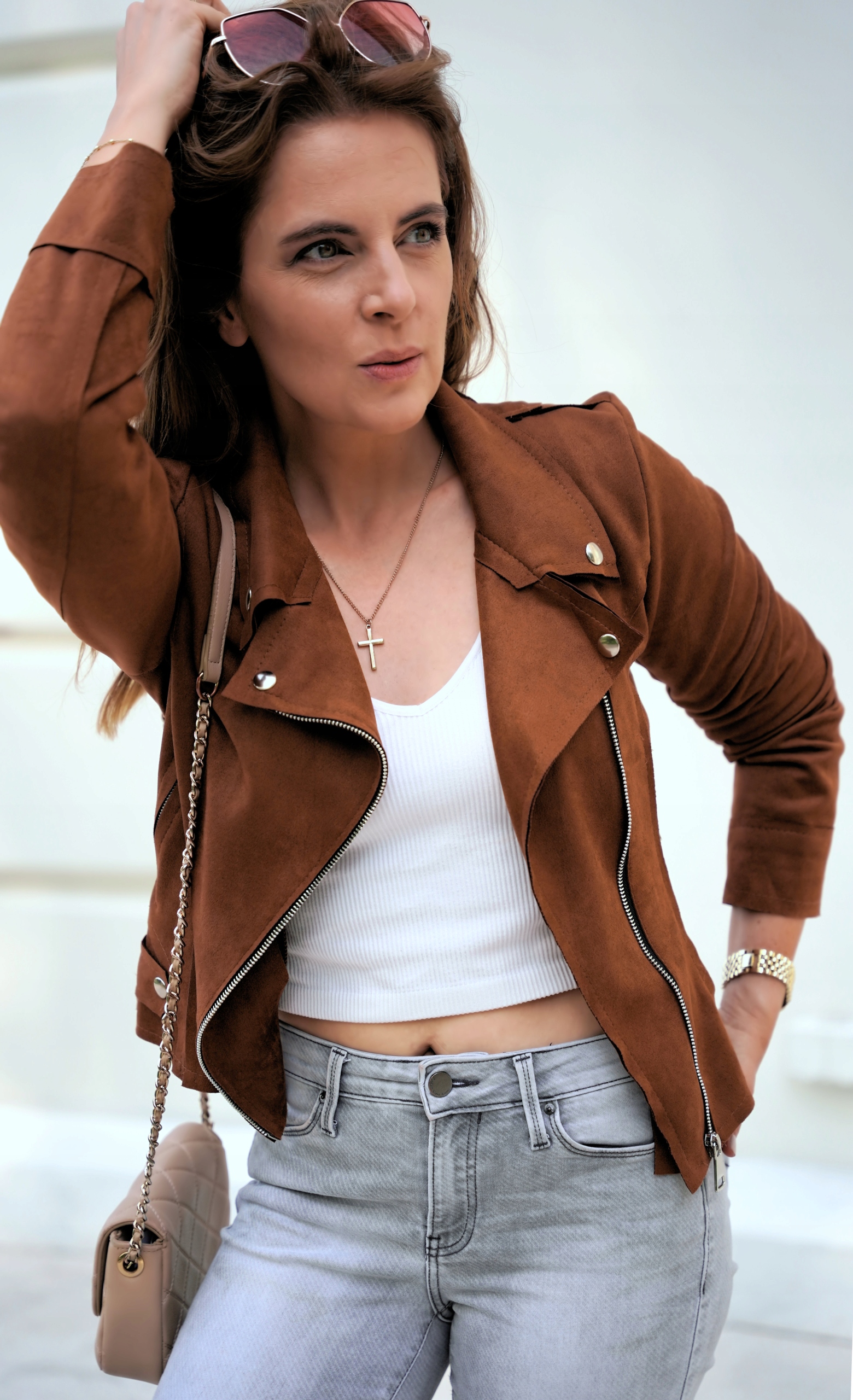 KURTKA RAMONESKA ZAMSZOWA SREBRNE ZAMKI CZARNY M Wypełnienie nie dotyczy