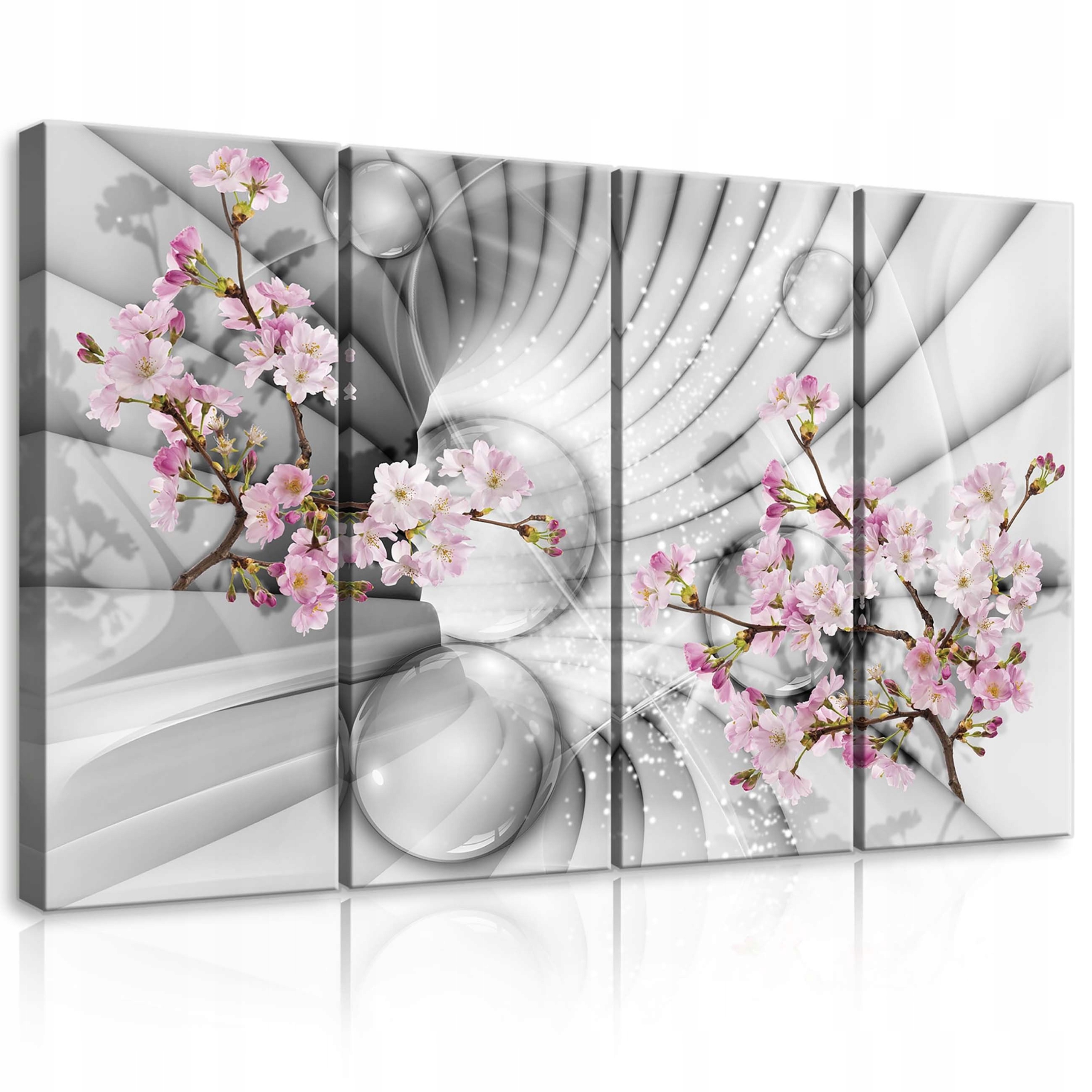 Obraz 120x80 Abstrakce Květiny Sakura Růžová Šedá Bílá Jemnost