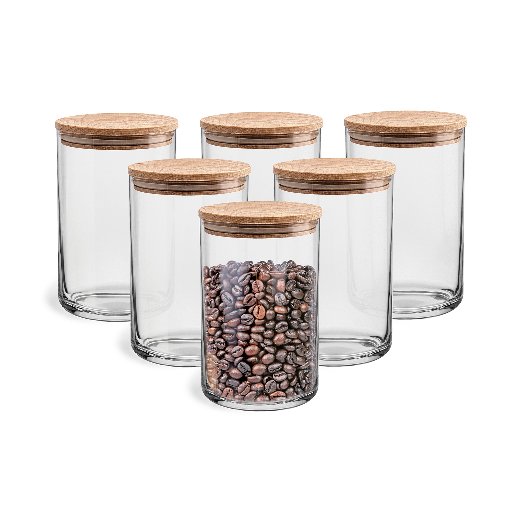 Szklane Pojemniki Na Żywność z pokrywką drewnianą 6x15 cm Polskie Szkło