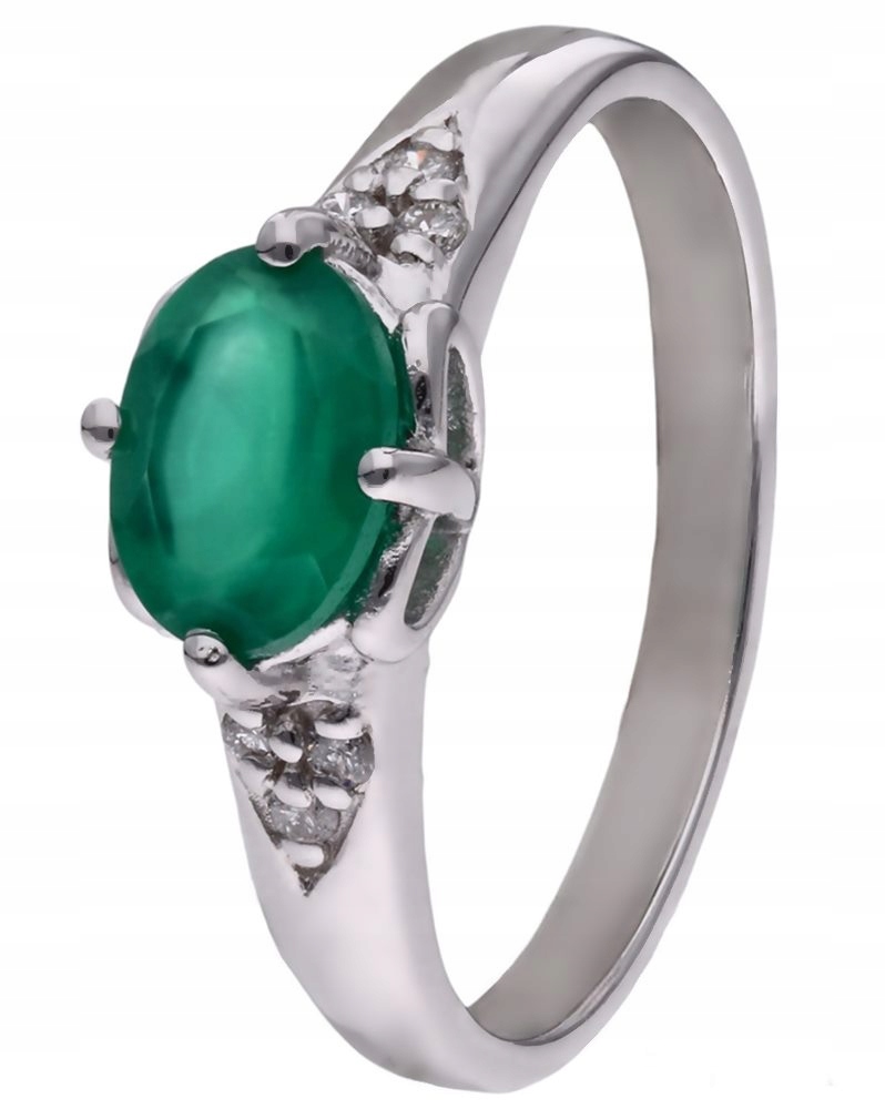 Prstýnek Ag 925 zelený achát s diamantem CVD-3365-R-AG vel.