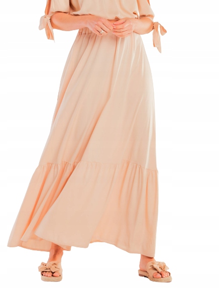 Dlouhá rozevřená sukně s volánem S/m