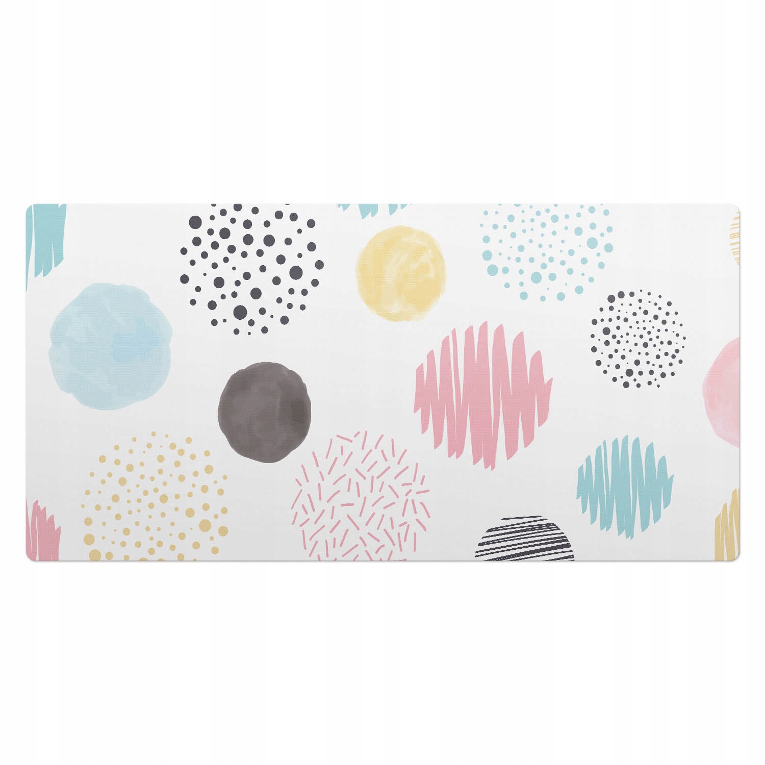 Protiskluzová podložka na psací stůl se vzorem Radostná kolečka a vzory 100 x 50 cm