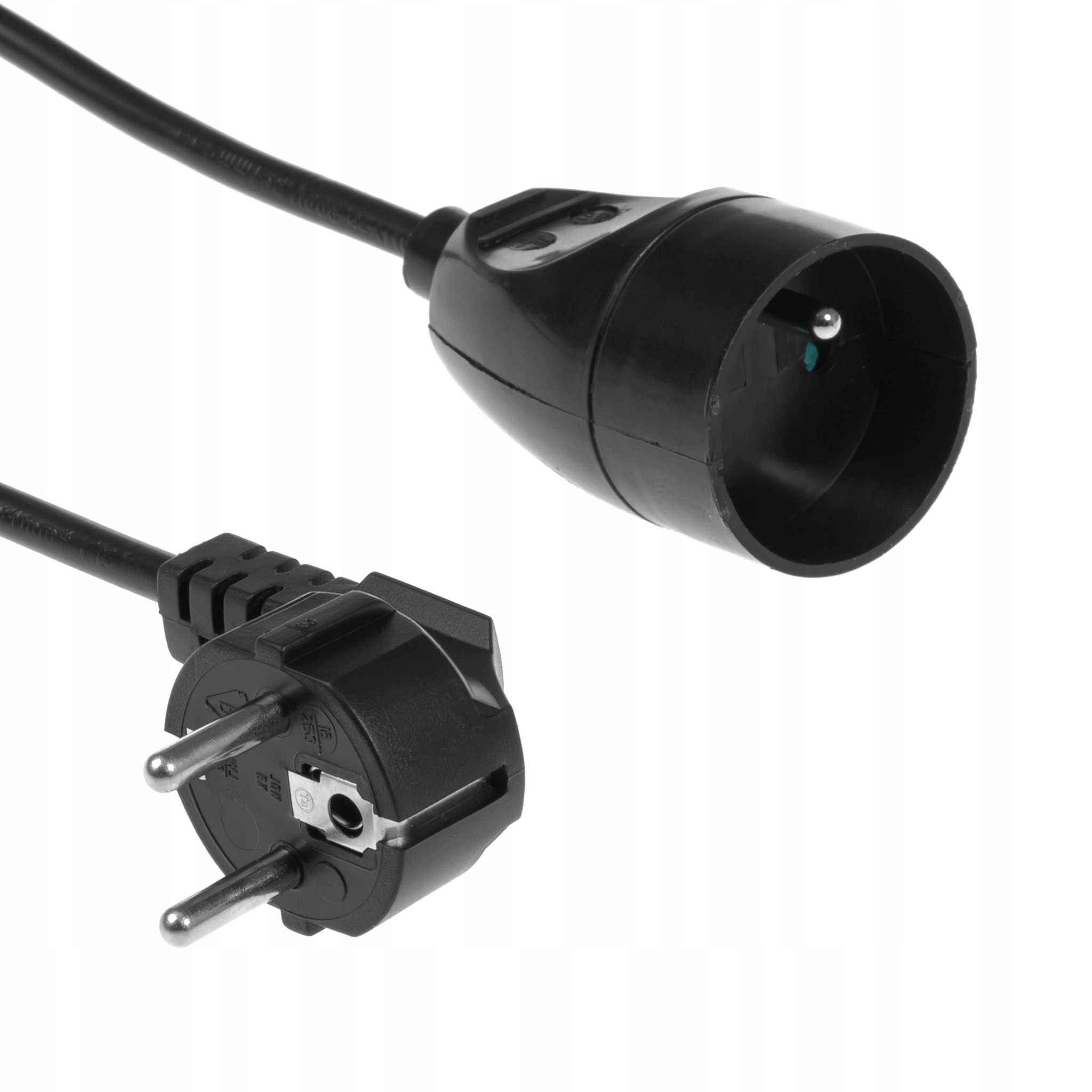 Przedłużacz pojedynczy , z uziemieniem , czarny