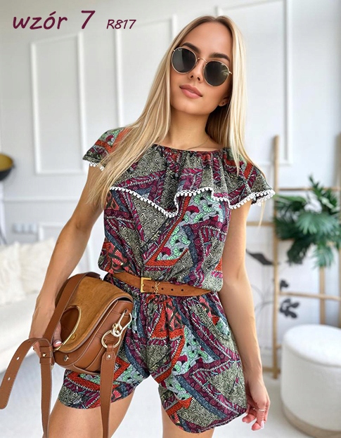 Letni KOMBINEZON DAMSKI modne kolorowe wzory Kolekcja J.STARS