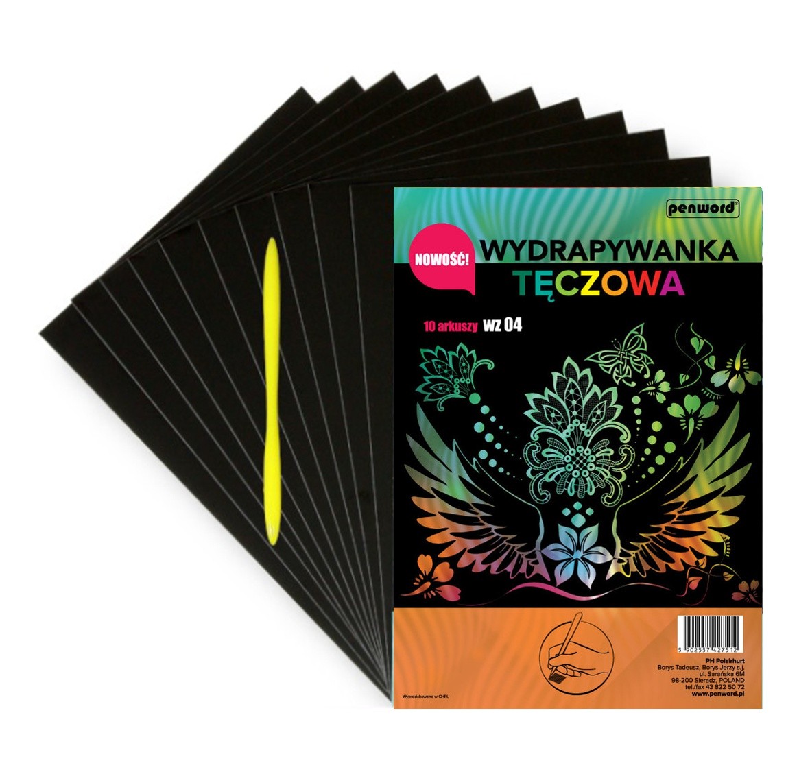 wydrapywanka tęczowa  A4 a'10 multicolor WZ-04 + 2 rylce — 2