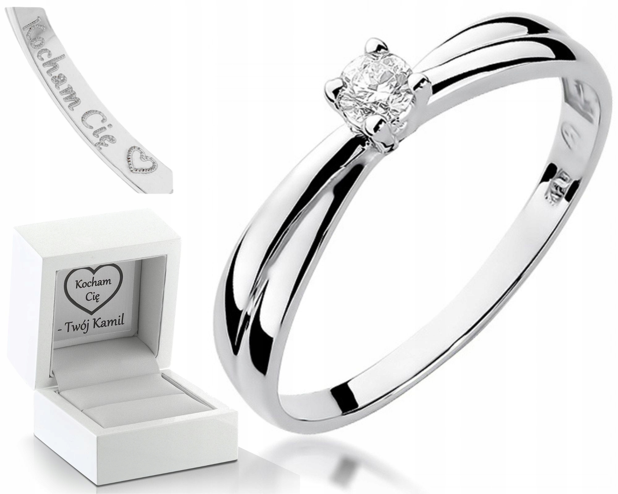 Prstýnek S Briliantem 0,08 Ct Bílé Zlato 0,585 Zlato