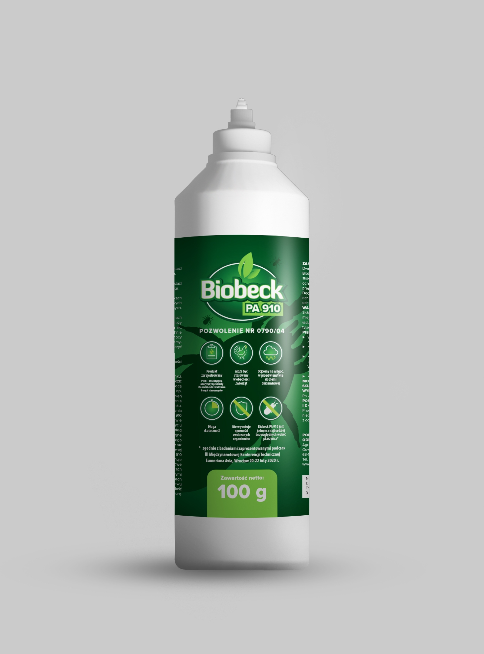 BIOBECK 100g Preparat Zwalcza Ptaszyńca Kurzego Dwutlenek Krzemu Roztocza