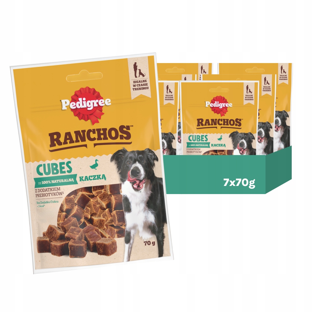 Zestaw 7X Pedigree Ranchos Cubes Karma Uzupełniająca Dla Psów Z Kaczką 70G