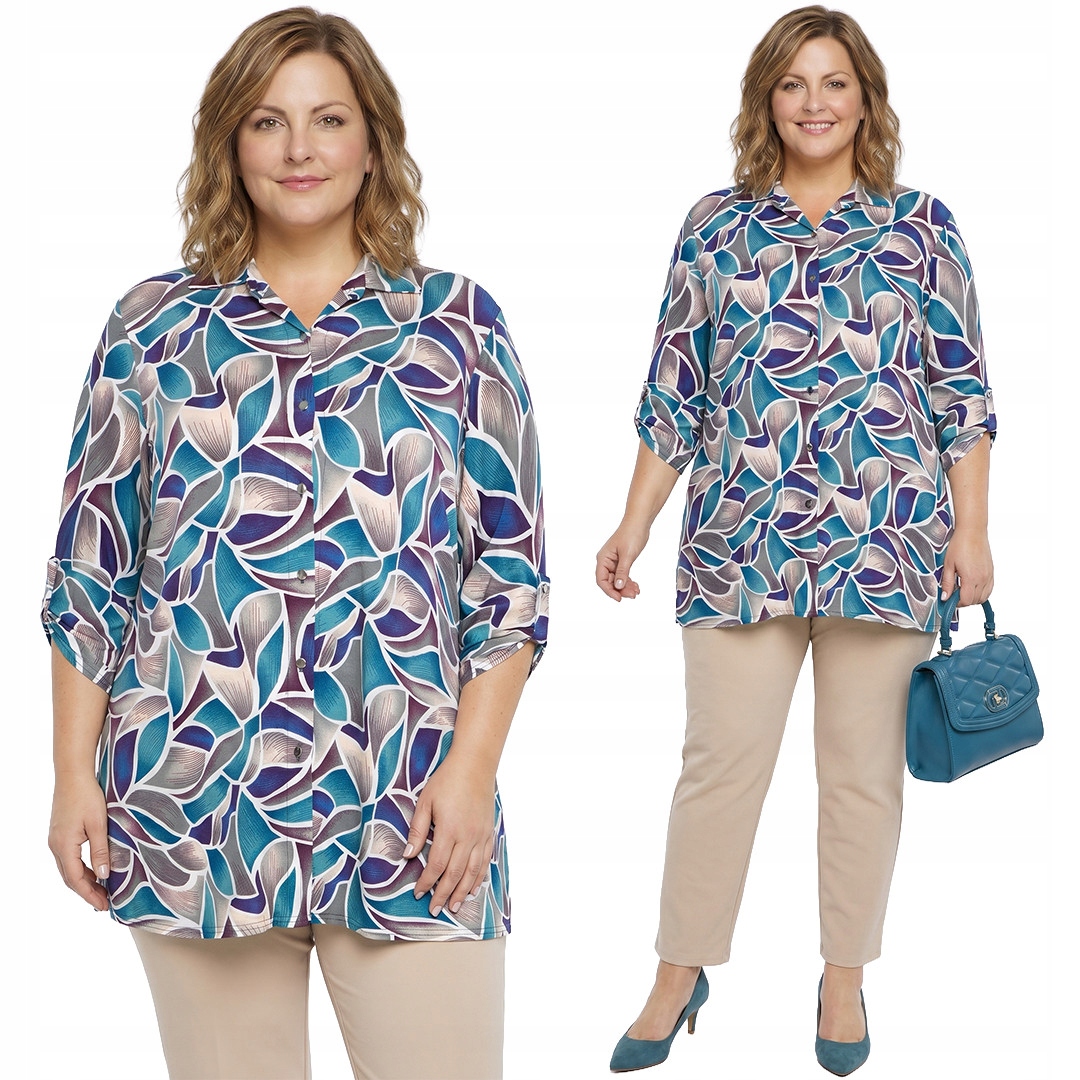 Košile zeleno-fialové vzory plus size velikost 56