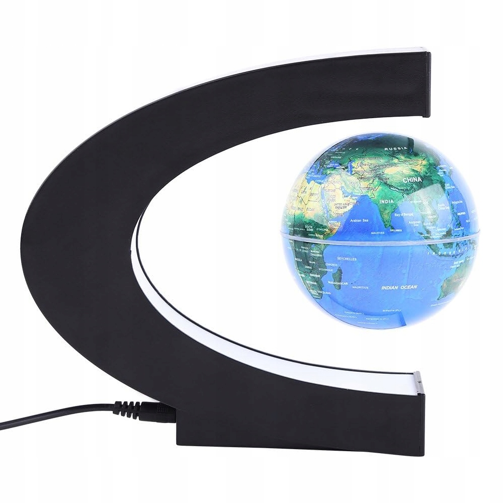 Globus Lewitujący z Kolorowymi LED - Efektowna Ziemia w Czerni i Niebieskim EAN (GTIN) 667357256599