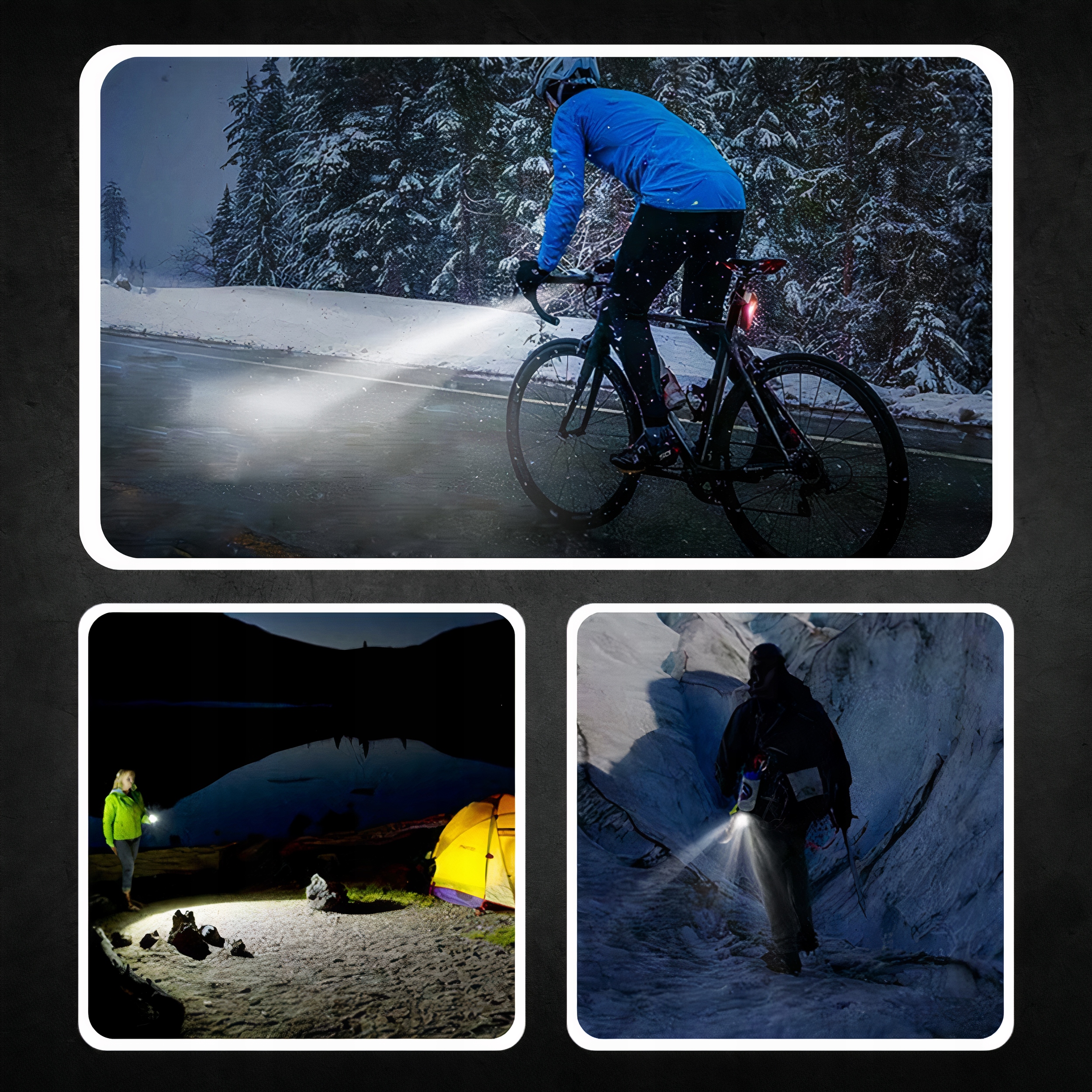 LAMPKA ROWEROWA LED NA ROWER KIEROWNICĘ MOCNA AKUMULATOROWA USB + TYŁ TYLNA Zasilanie USB