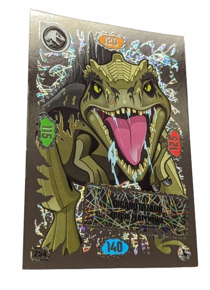 Karta Lego Jurassic World Seria 3 Numer 254 Giganotozaur Edycja Platynowa