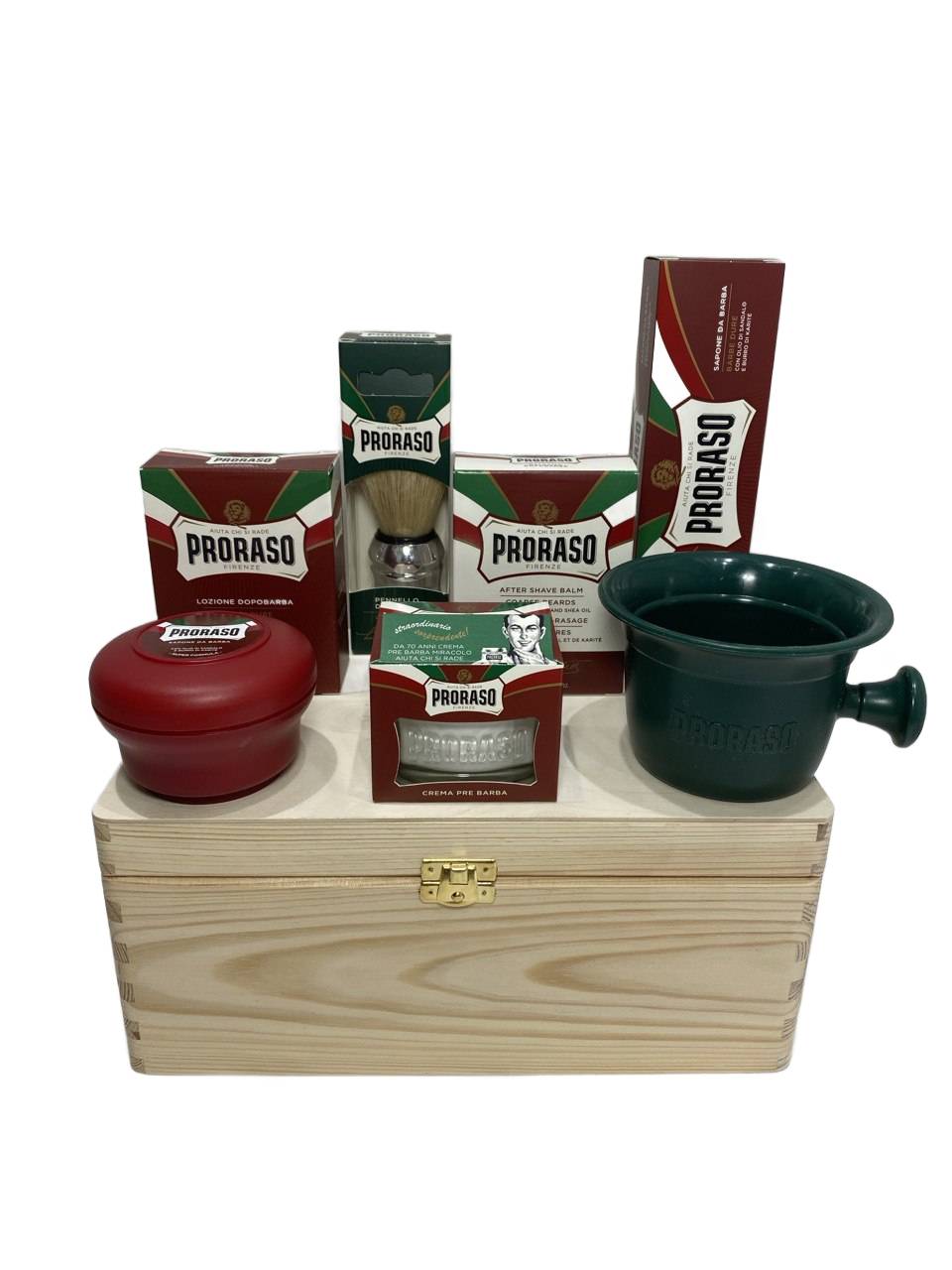 Proraso sada na holení červená řada 7 produktů dřevěná krabička