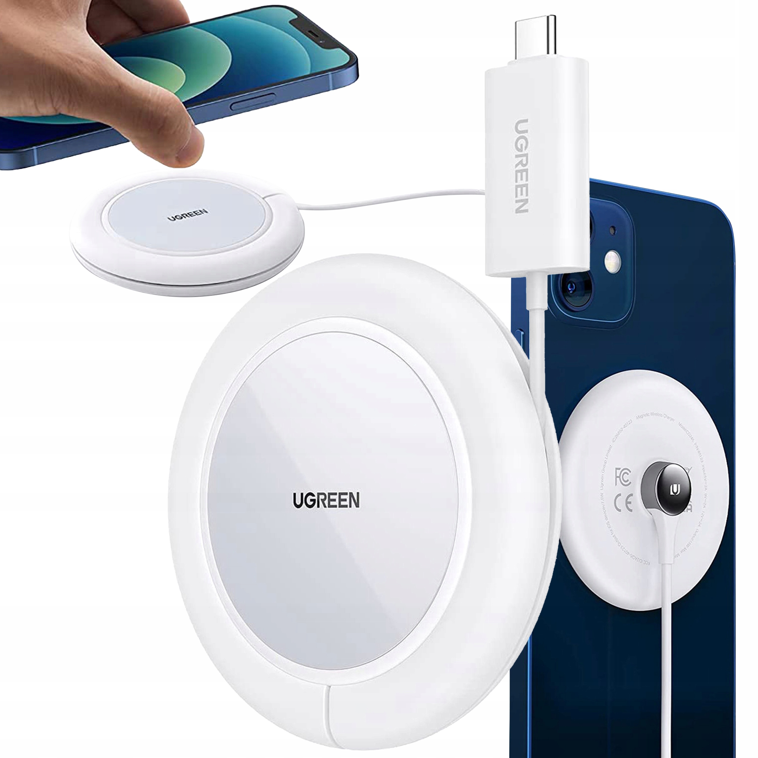 Ugreen Ładowarka Magnetyczna Wireless Charger Usb-c 15W Do Magsafe Qi